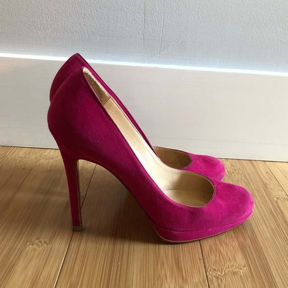 New Simple Fuchsia Suede Pumps 114mm - Picture 2 of 7
